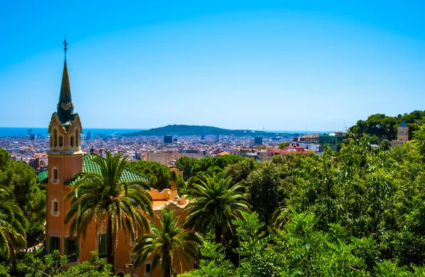 Pohled Město Barcelona Parku Guell Španělsko — Stock fotografie