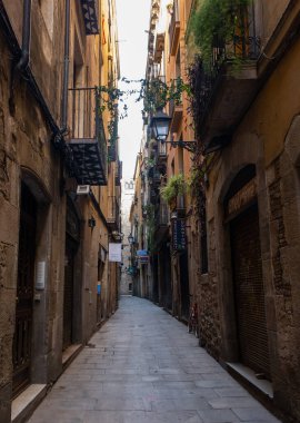Barcelona, Spain - June 15, 2022: Barcelona city old street