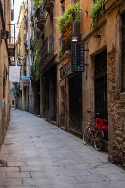 Barcelona, Spain - June 15, 2022: Barcelona city old street