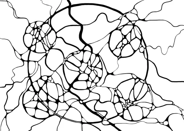 Абстрактный Неврографический Рисунок Нейрохудожественная Графическая Концепция Карандашная Живопись Пузырь Круги — стоковое фото
