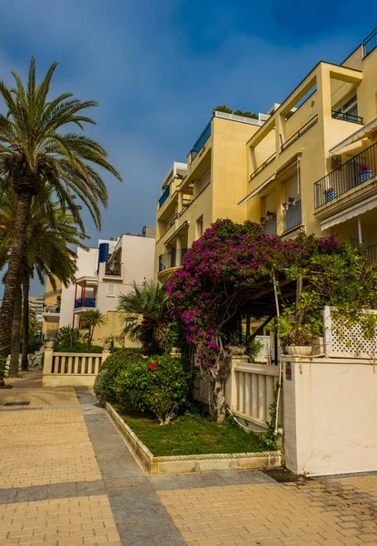 Uitzicht Promenade Kleine Badplaats Sitges Buitenwijken Van Barcelona Catalonië Spanje — Stockfoto