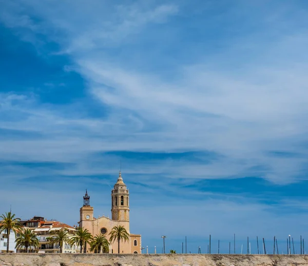 Виды Церкви Святого Феодосия Санта Текла Ситжес Каталония Испания Пространство — стоковое фото