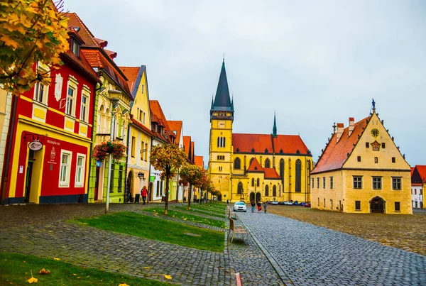 Bardejov Slovakia October 2018 Central Square Bardejov Old Town Church — Stock Photo, Image