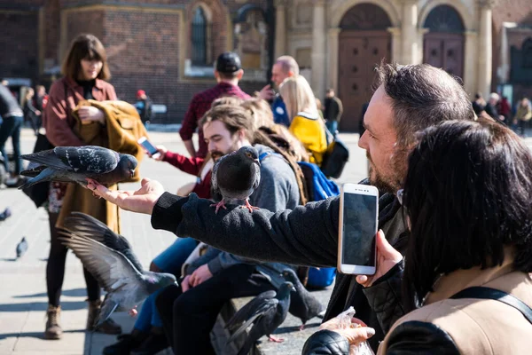 Cracovia Polonia Menor Marzo 2019 Gente Plaza Principal Del Casco — Foto de Stock