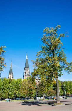 Lviv, Ukrayna - Ekim 06, 2018: Eski Aziz Kilisesi. Olha ve Elizabeth. Eski Gotik Katedral