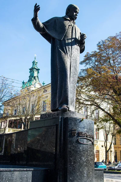 Lviv Ukraine October 2018 Monument Taras Shevchenko Ukraine Greatest Nationalist — Stock Photo, Image