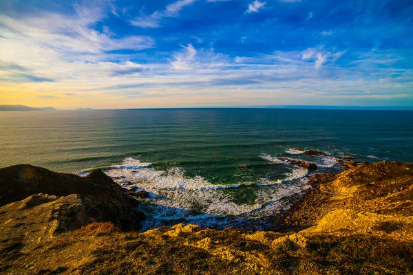 Vista Sulla Costa Dell Oceano Invernale Vicino Alla Spiaggia Nella — Foto Stock