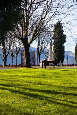 Bilbao, Bask ülkesi, İspanya - 26 Ocak 2019: Park Artxanda Bilbao. Bir kış günü Bilbao şehrinde