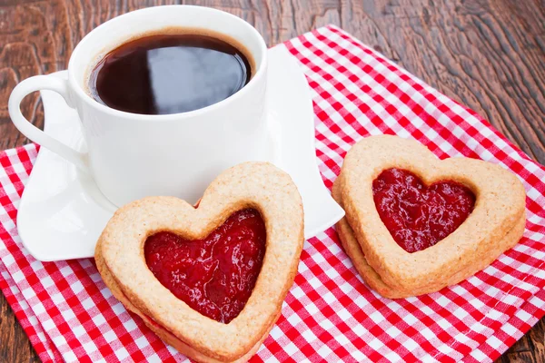 Café e biscoitos com geléia — Fotografia de Stock