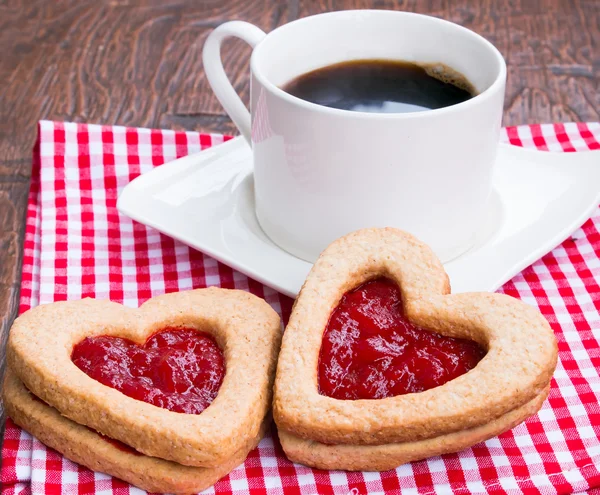 Coffee and cookies with jam — Stock Photo, Image