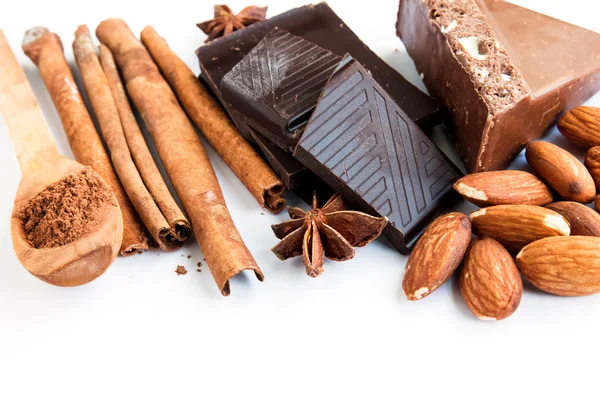 Chocolate e ingridientes — Foto de Stock
