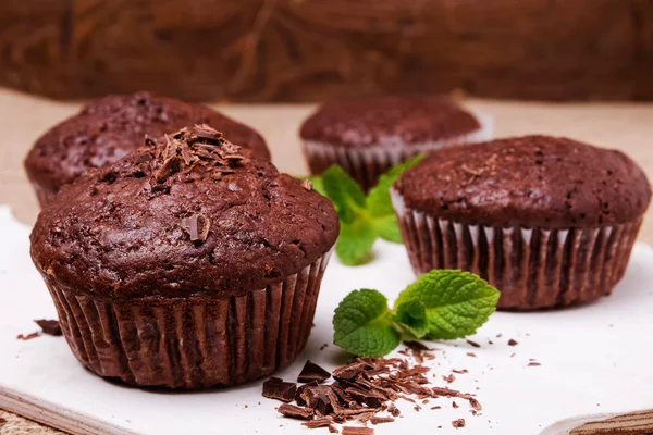 Muffins de chocolate de cerca —  Fotos de Stock