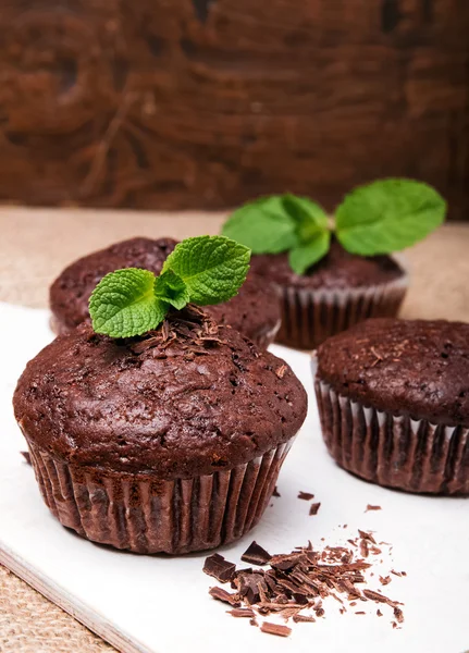 Muffins de chocolate close-up — Fotografia de Stock