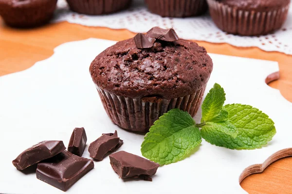 Schokoladen-Muffin in Nahaufnahme — Stockfoto