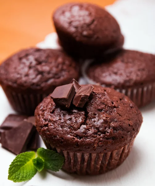 Muffins de chocolate close-up — Fotografia de Stock