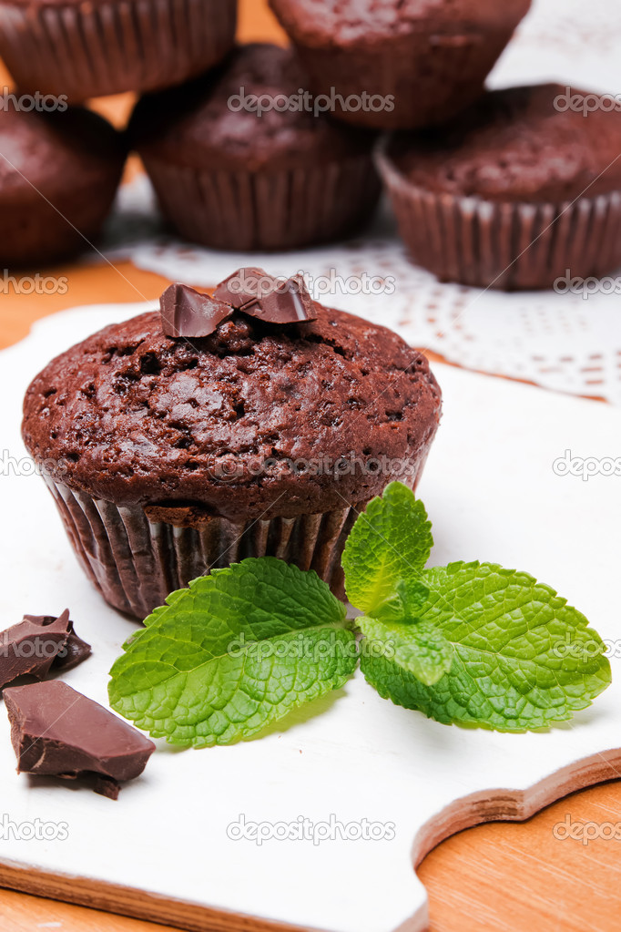 Chocolate muffin close-up