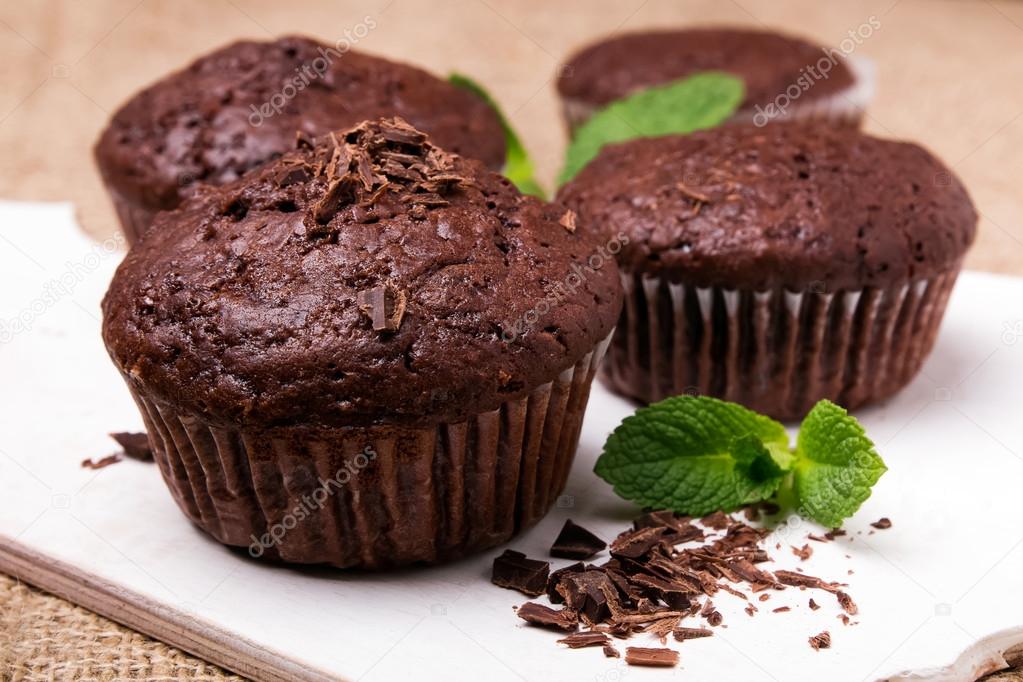 Chocolate muffins close-up