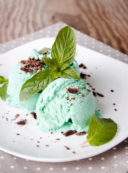 Mint ice cream close-up — Stock Photo, Image