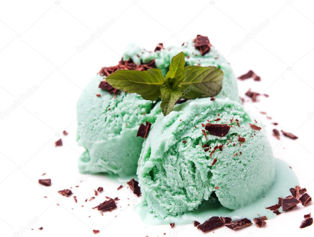 Mint ice cream close-up