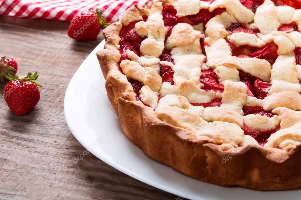 Rhubarb and strawberry cake