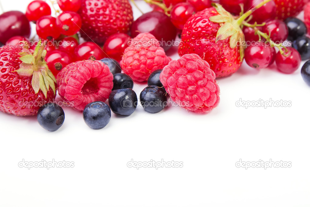 Berries mix on white background