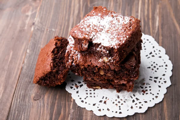 Brownies on the wooden table — Stock Photo, Image