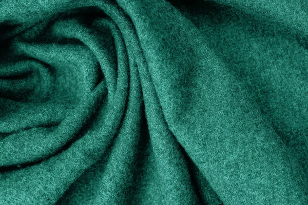 Green Soft Woolen Cozy Scarf Texture Close — ストック写真