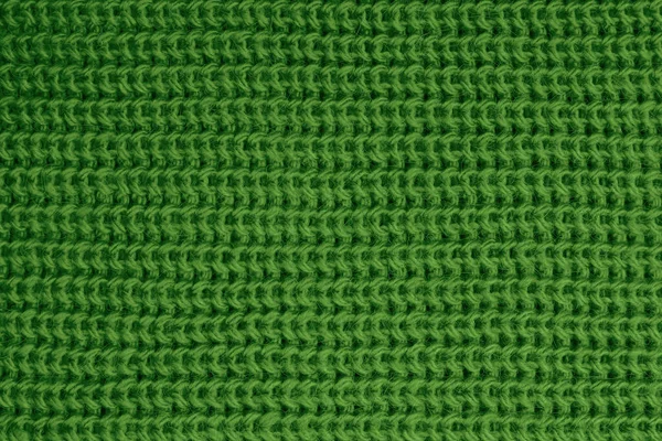 Woolen Knitted Fabric Close Vibrant Green Color Texture — Stock Photo, Image