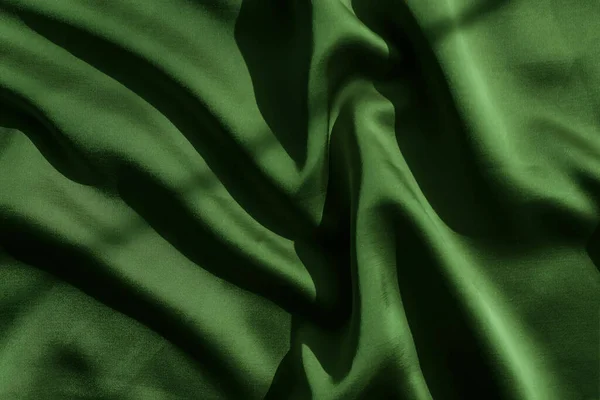 Yeşil Renk Kumaş Dokusu Ipek Veya Saten Arkaplan — Stok fotoğraf