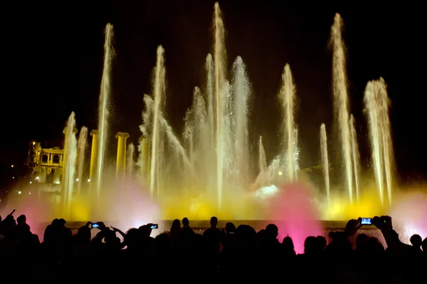 Silhouette Magic fountain — Stock Photo, Image