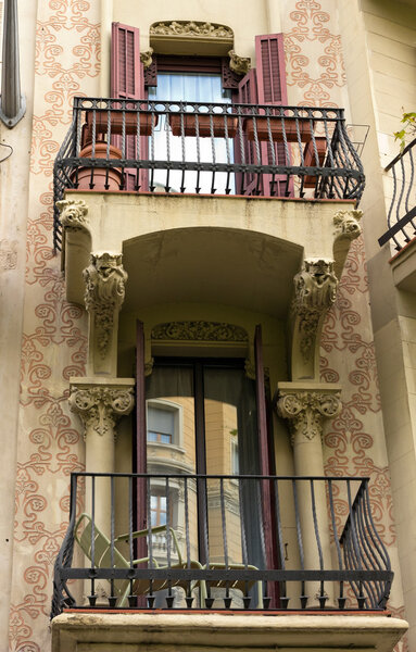 Detail windows and balcony. Barcelona. Spain