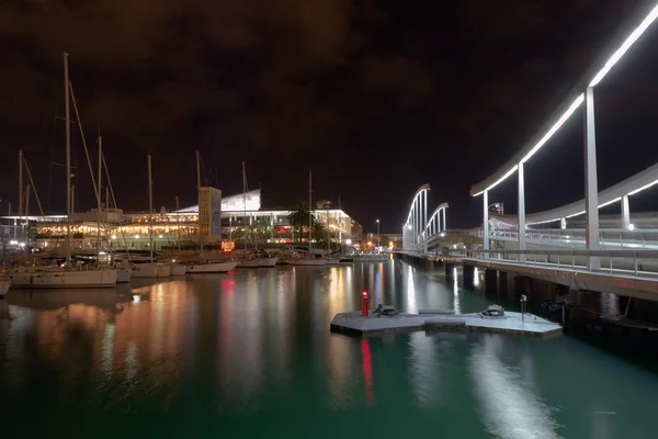 Noční port vell v Barceloně — Stock fotografie