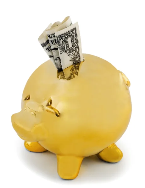 Piggy bank goud — Stockfoto