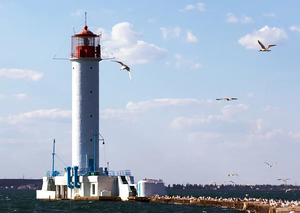 Lighthouse in the harbor — Stock Photo, Image