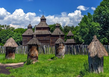Yaşlı kuş yuvaları ve eski kilise ahşap
