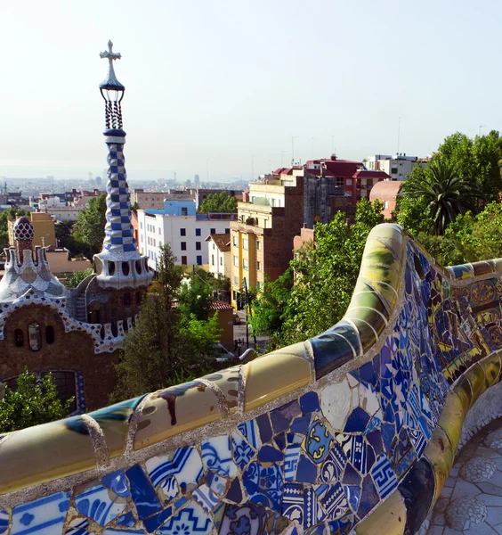 Designed by Antonio Gaudi in Park Guell, Barcelona — Stock Photo, Image