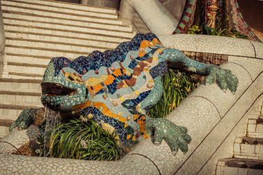 kertenkele, park guell Barcelona, İspanya.