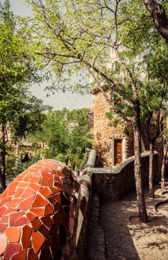 Barcelona 'daki Park Guell. Katalonya, İspanya