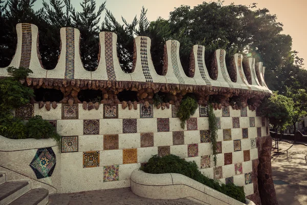 Mosaic bench in Barcelona. Catalonia, Spain — Stock Photo, Image