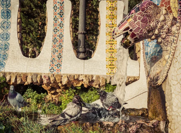 Snake in park guell in barcelona, Spanje. — Stockfoto