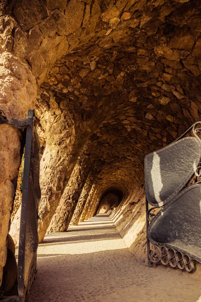 Ancient aqueduct in the park Guell — Stock Photo, Image