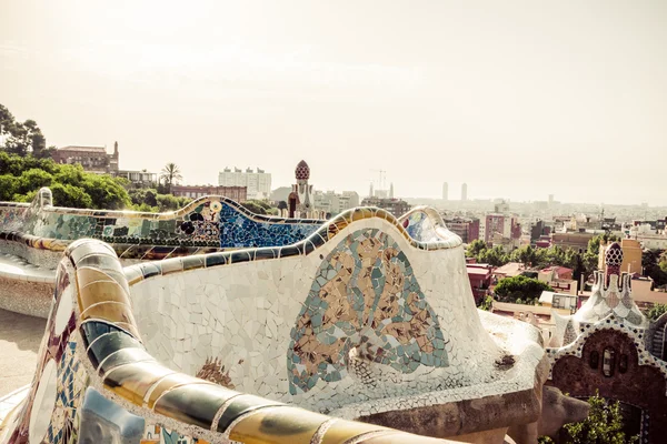 Mosaic bench in Barcelona. Catalonia, Spain — Stock Photo, Image