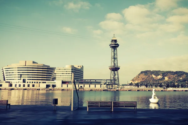 Utsikt över Barcelonas hamn, Spanien — Stockfoto