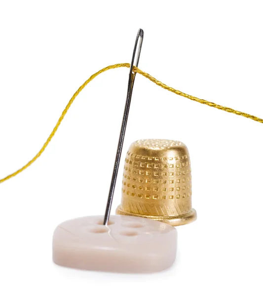 Thread golden needlework isolated — Stock Photo, Image