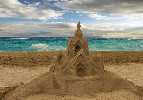 Sandcastle on the beach — Stock Photo, Image