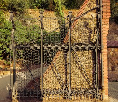 Antik gates de park guell, barcelona. Katalonya.