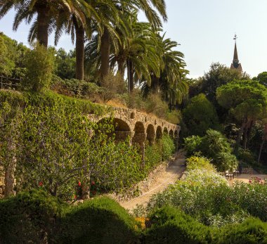 Antoni tarafından tasarlanan park guell gaudi Barcelona, İspanya.