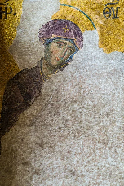 Christian mosaic icon in Cathedral mosque Hagia Sofia — Stock Photo, Image