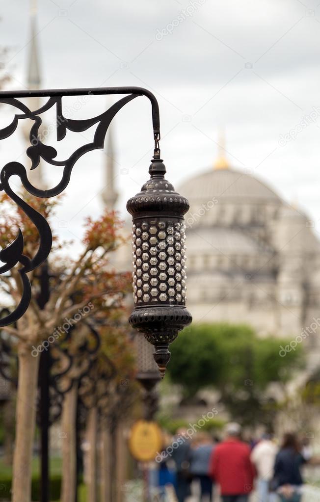 mosque of turkish city Instanbul - Blue mosque in Sultanakhmet a