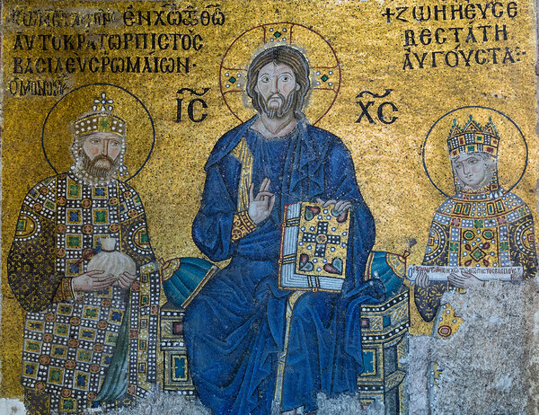 Byzantine mosaic in the interior of Hagia Sophia in Istanbul, Tu